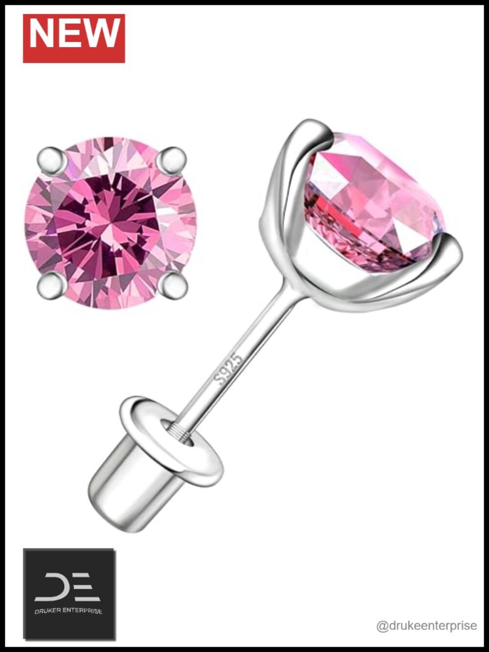 925 Sterling Silver Moissanite Screw Back Stud Earrings for Women